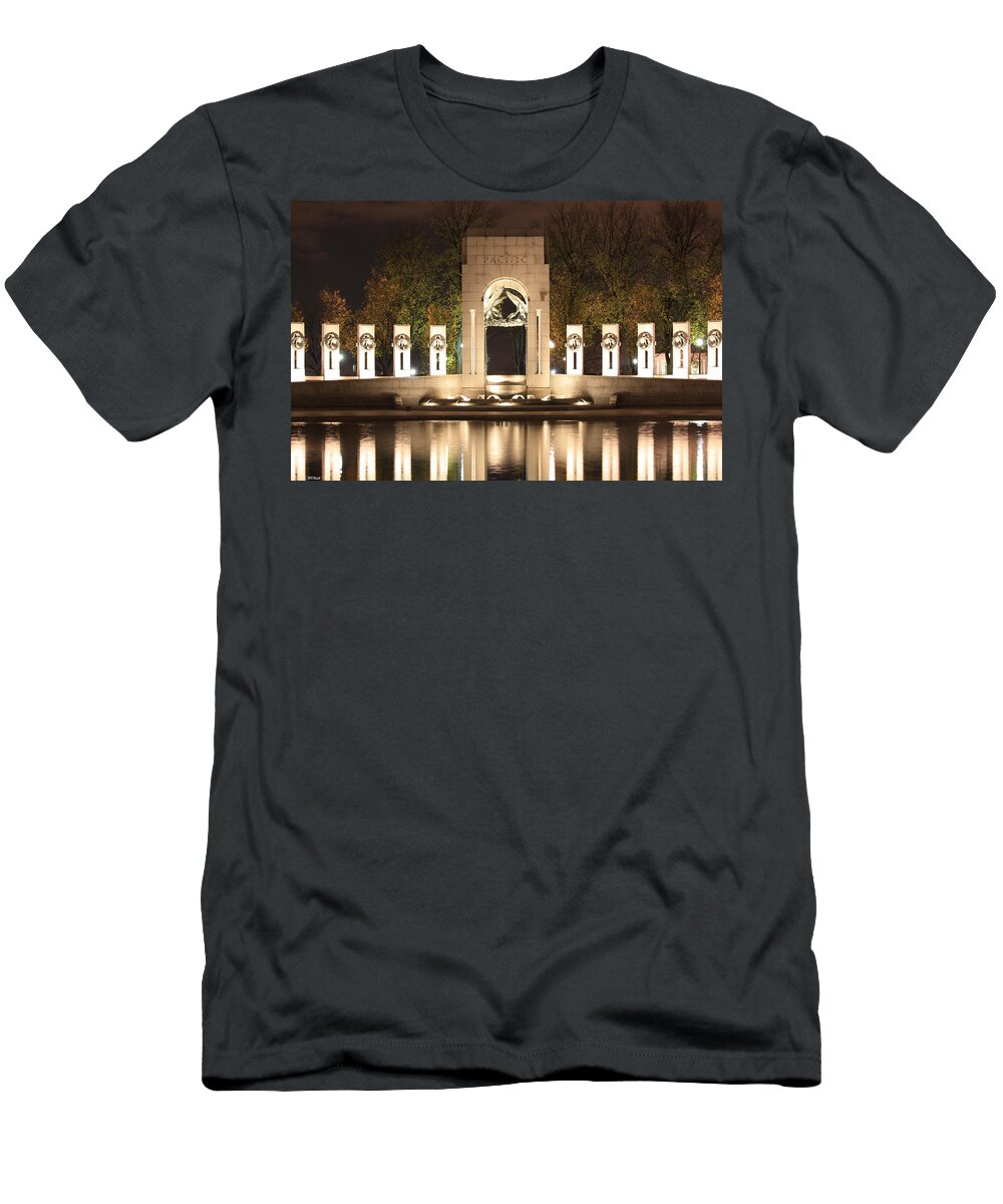 Early T-Shirt featuring the photograph Early Washington Mornings - World War II Memorial - Pacific Theater by Ronald Reid