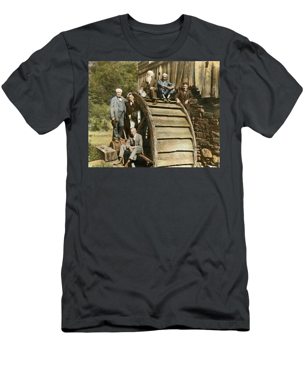 1918 T-Shirt featuring the drawing Edison and Friends, 1918 by Granger