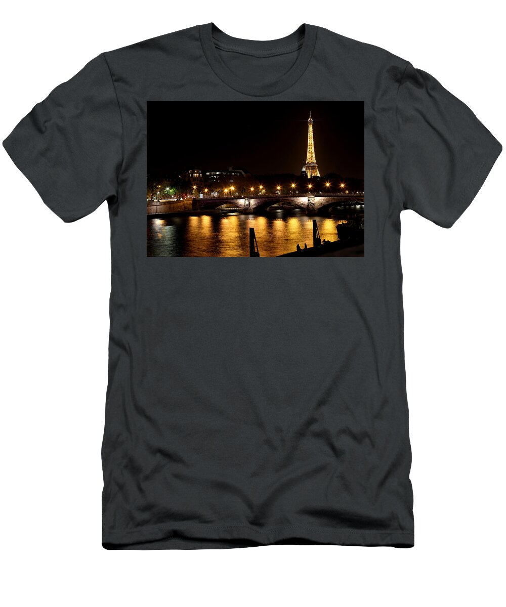 Eiffel Tower T-Shirt featuring the photograph Eiffel Tower At Night 1 by Andrew Fare