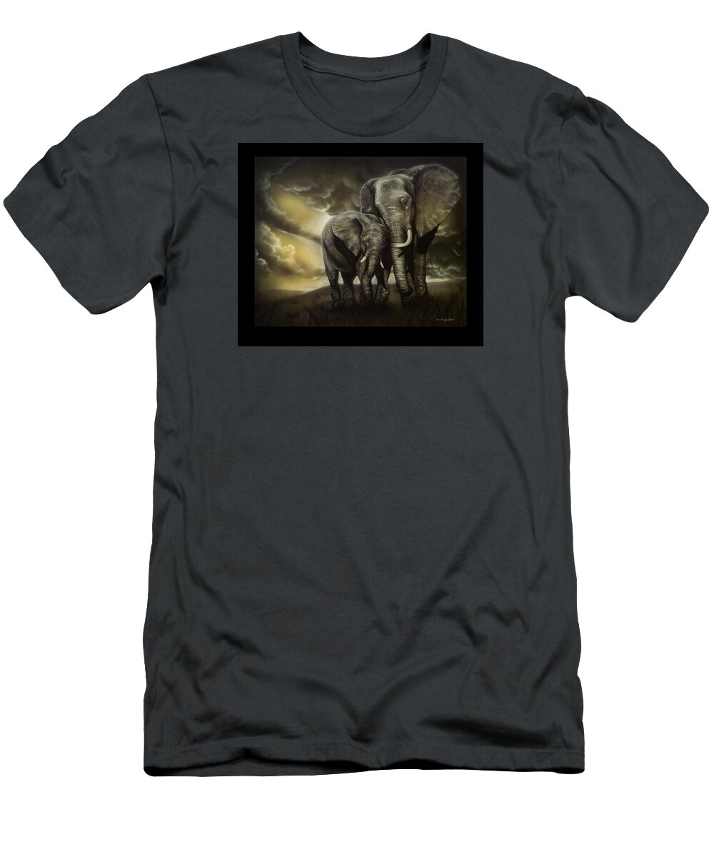 Elephants T-Shirt featuring the painting Elephants by Daniel Natterdal