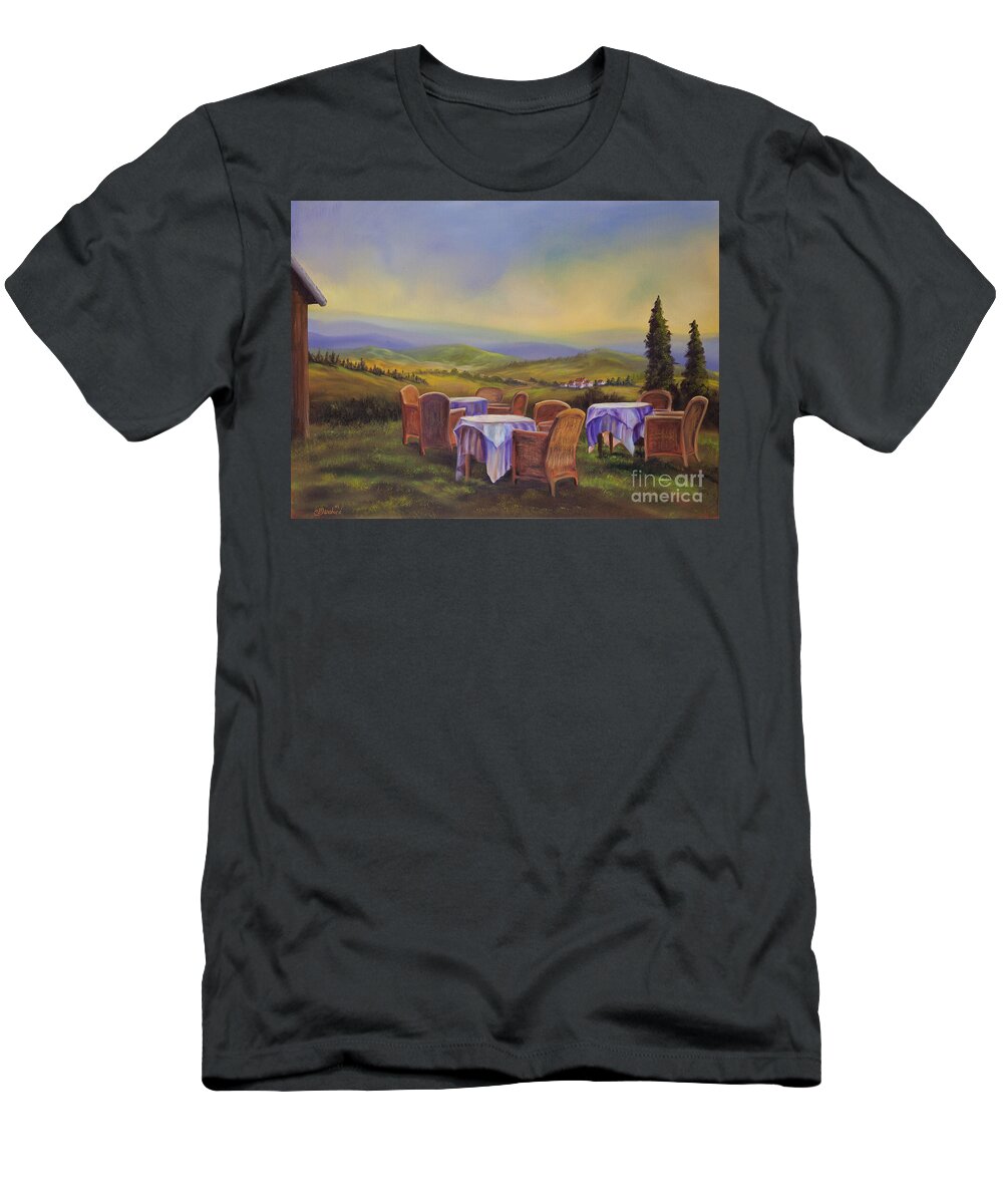 Tuscany Painting T-Shirt featuring the painting End of a Tuscan Day by Charlotte Blanchard