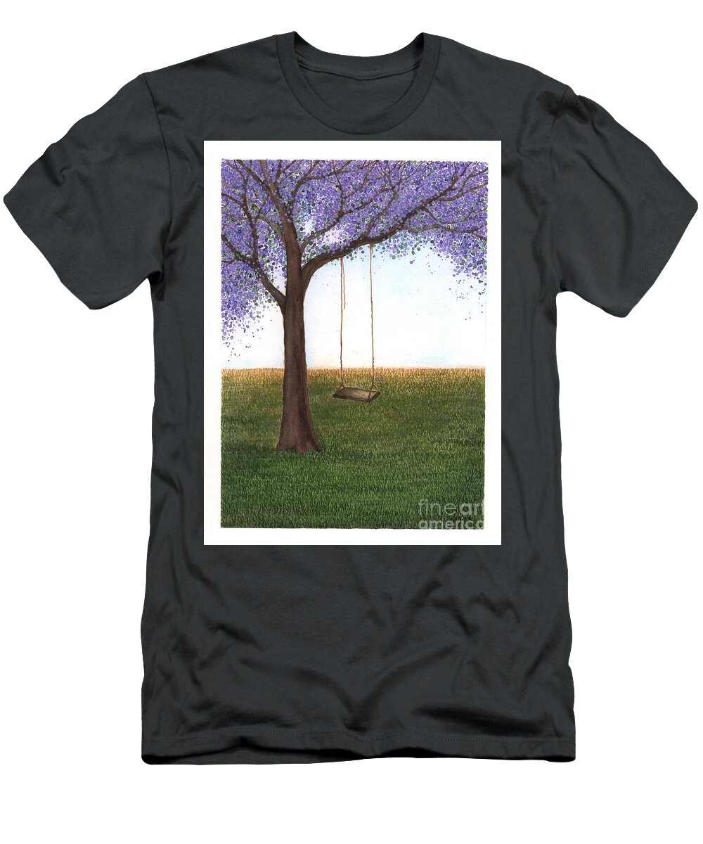 Jacaranda T-Shirt featuring the painting End of Vacation by Hilda Wagner