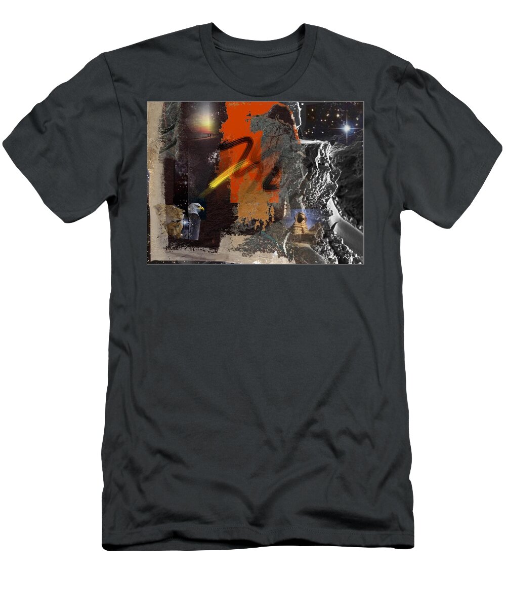 Mixed Media T-Shirt featuring the mixed media Energy Fields 2 by Janis Kirstein
