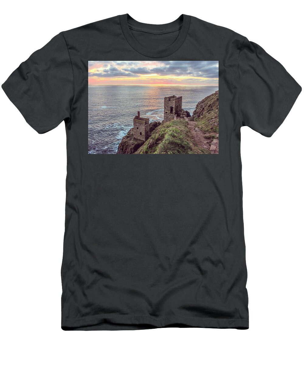 Engine House T-Shirt featuring the photograph Engine houses at crown mines by Claire Whatley