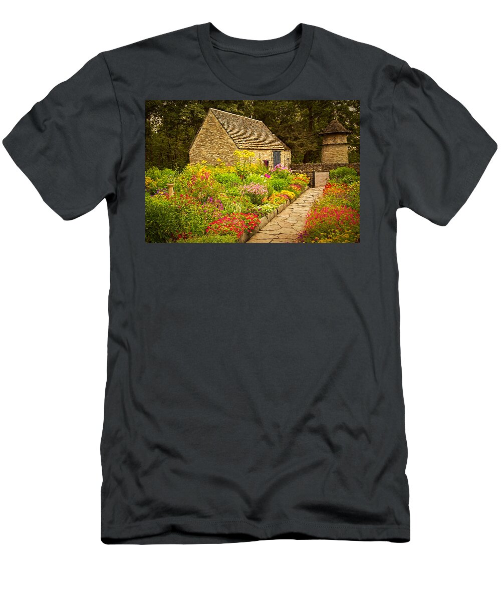 Cotswold Cottage T-Shirt featuring the photograph English Flower Garden by Susan Rissi Tregoning