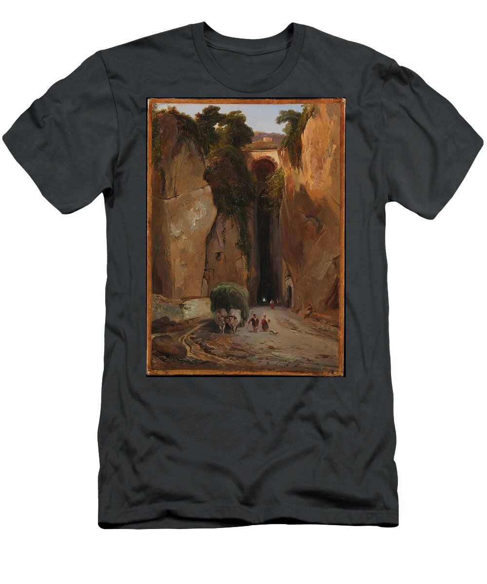 Charles R�mond T-Shirt featuring the painting Entrance to the Grotto of Posilipo by MotionAge Designs