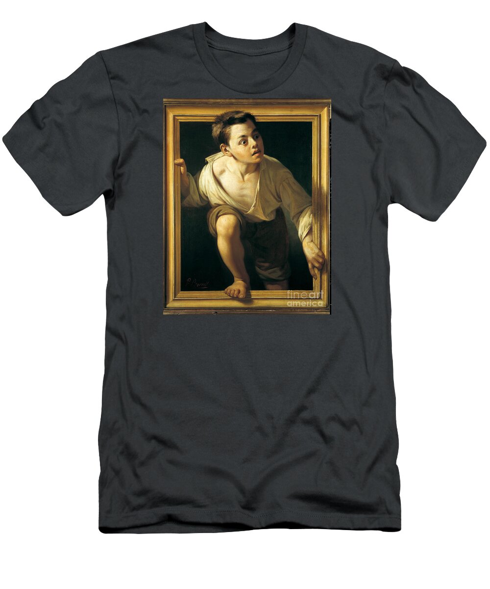 Pere Borrell Del Caso (1835-1910) Escaping Criticism T-Shirt featuring the painting Escaping Criticism by Pere Borrell Del Caso