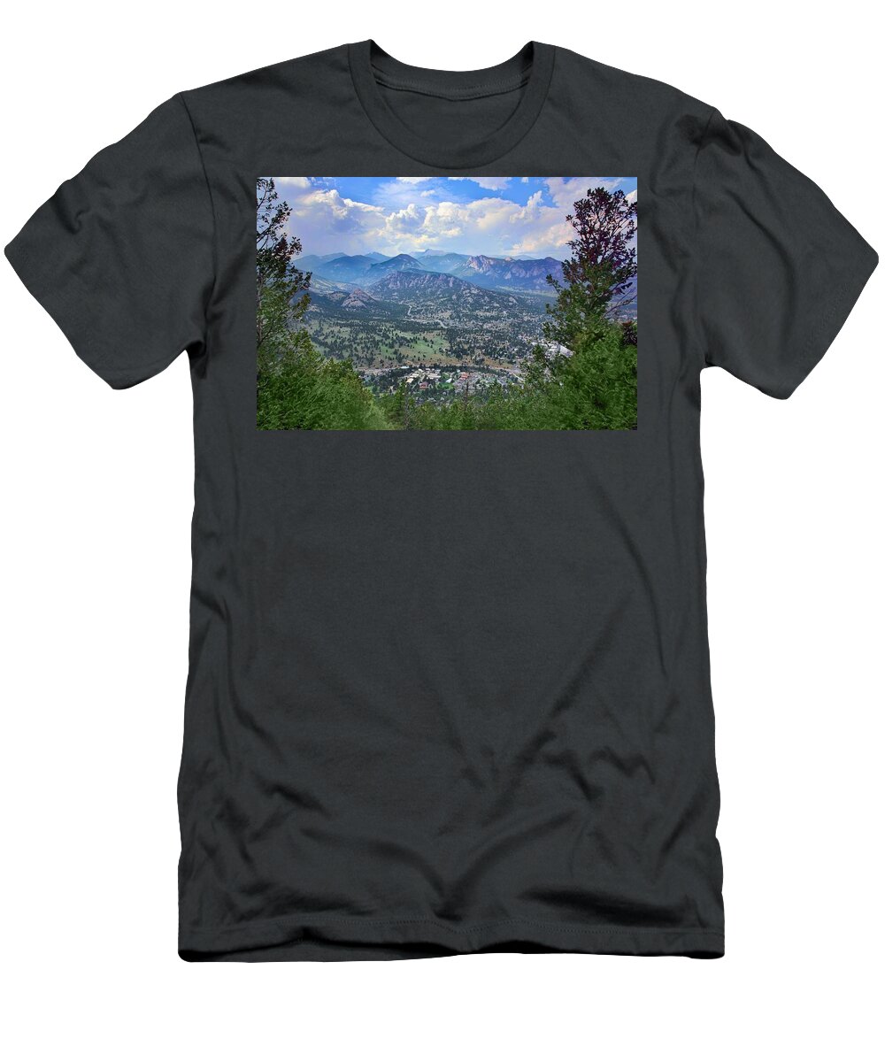 Colorado T-Shirt featuring the photograph Estes Park from Prospect Mountain by Nikolyn McDonald