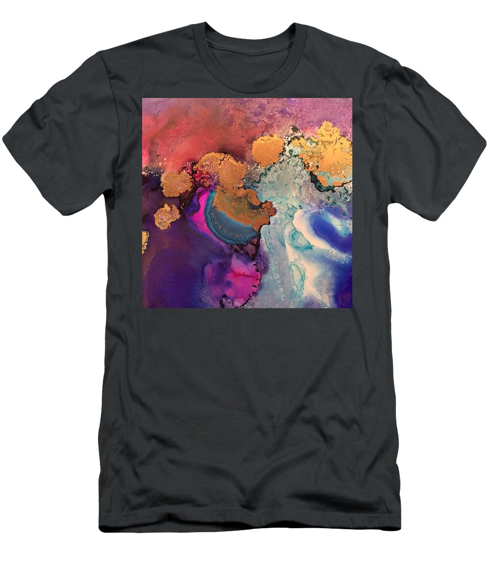 Abstract T-Shirt featuring the painting Estuary of my Heart by Tara Moorman