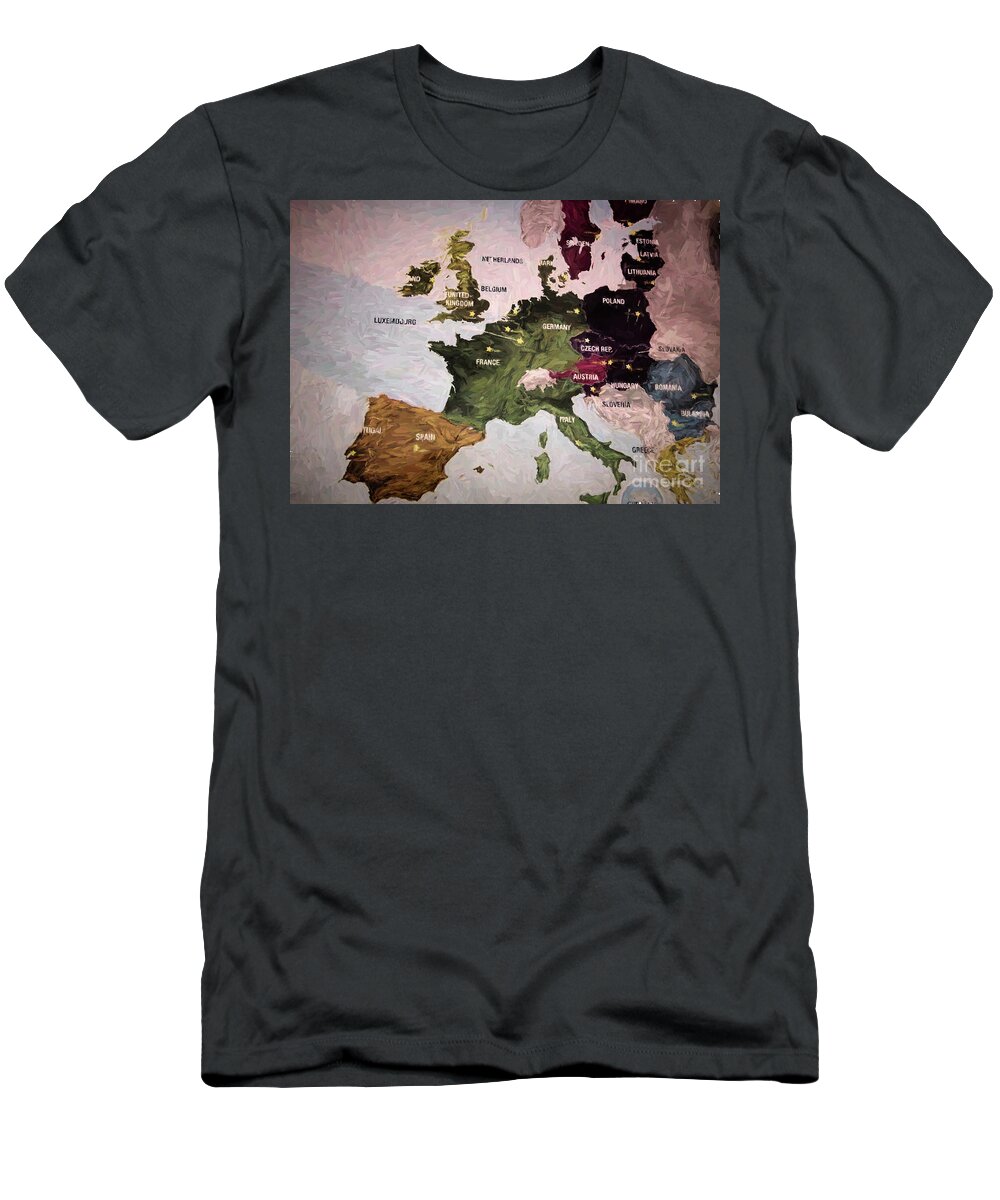 Europe T-Shirt featuring the photograph Europe Map II Paint by Chuck Kuhn