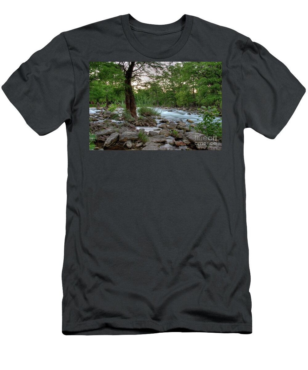Guadeloupe River T-Shirt featuring the photograph Evening on the Guadeloupe River by Kelly Wade