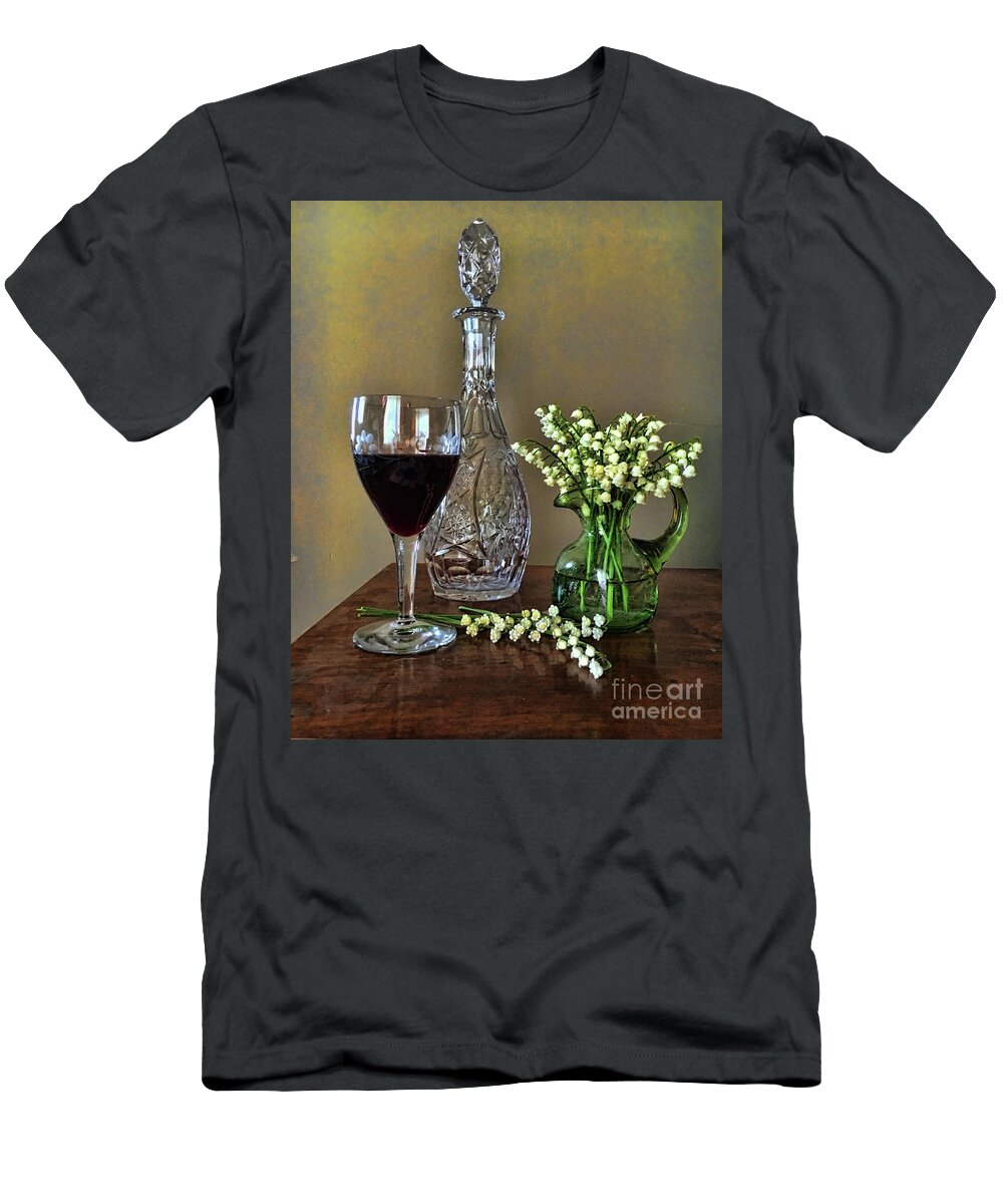 Pamela Briggs-luther T-Shirt featuring the photograph Evening Wine and Flowers by Luther Fine Art