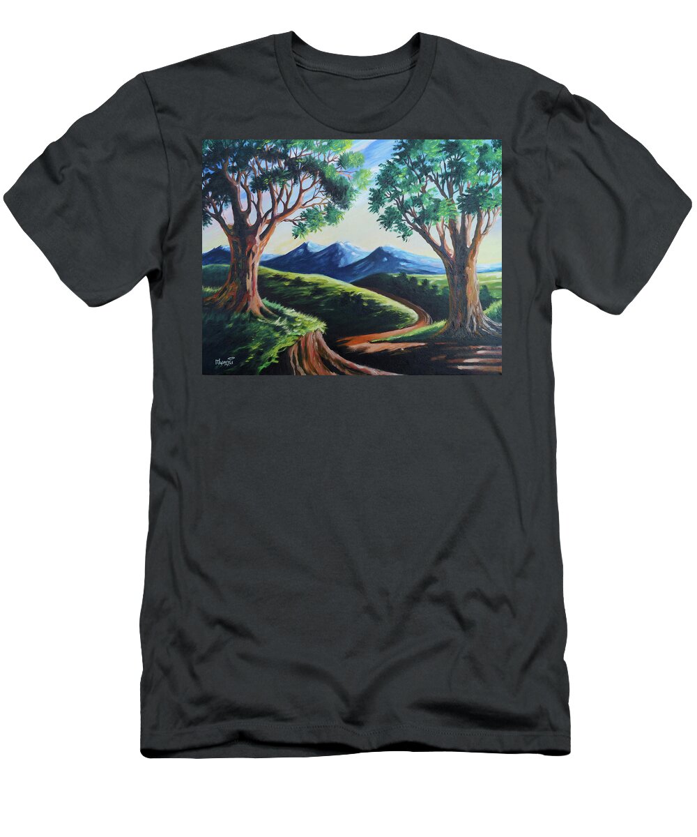 Branches T-Shirt featuring the painting Ever Green by Anthony Mwangi