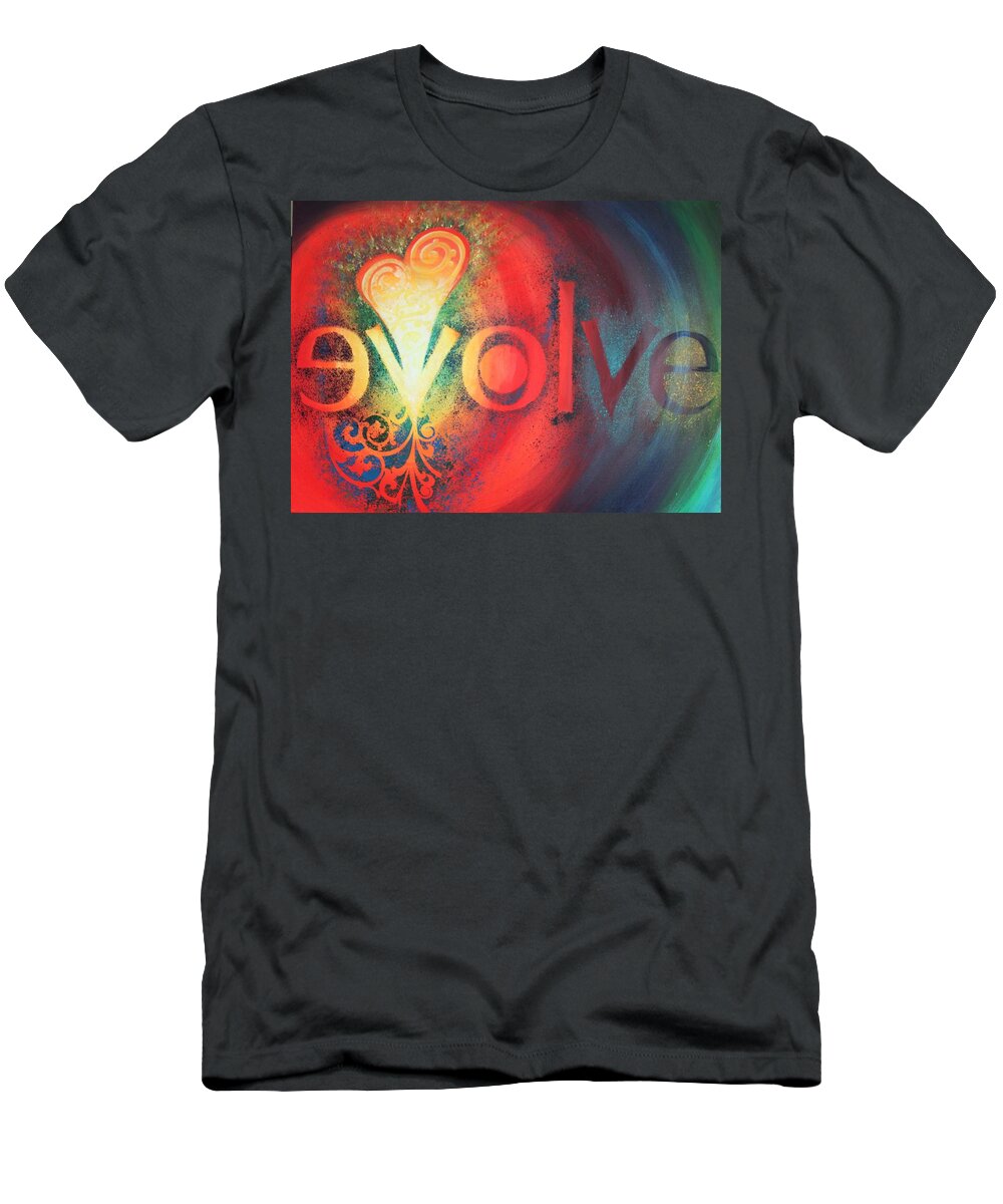 Abstract Framed Prints T-Shirt featuring the painting Evolve by Reina Cottier