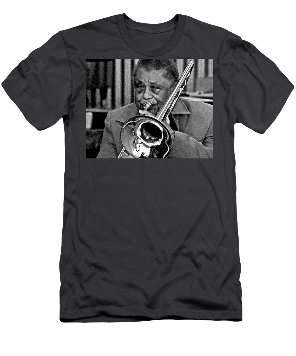 Excelsior Band T-Shirt featuring the digital art Excelsior Band Horn man by Michael Thomas