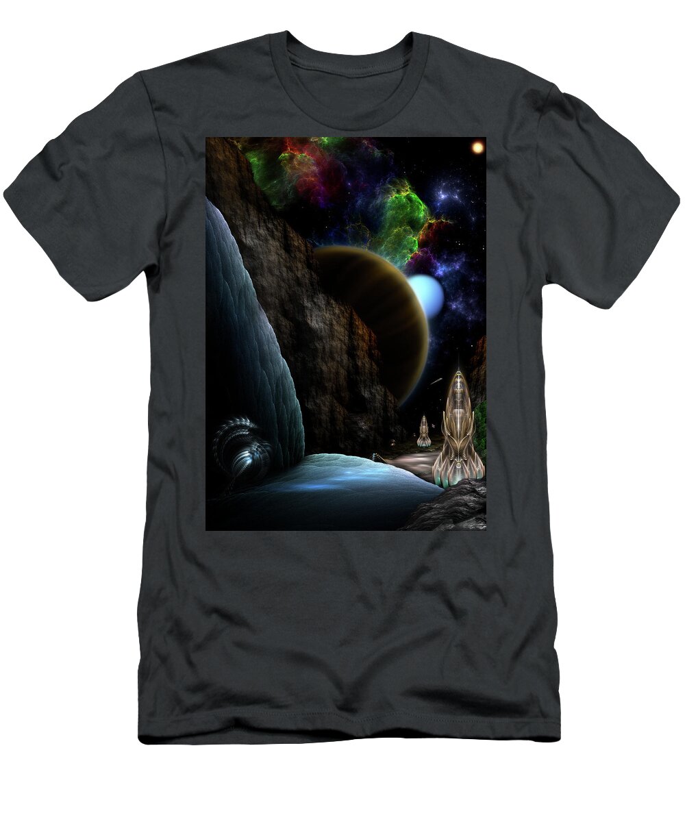 Exploration Of Space T-Shirt featuring the digital art Exploration Of Space by Rolando Burbon