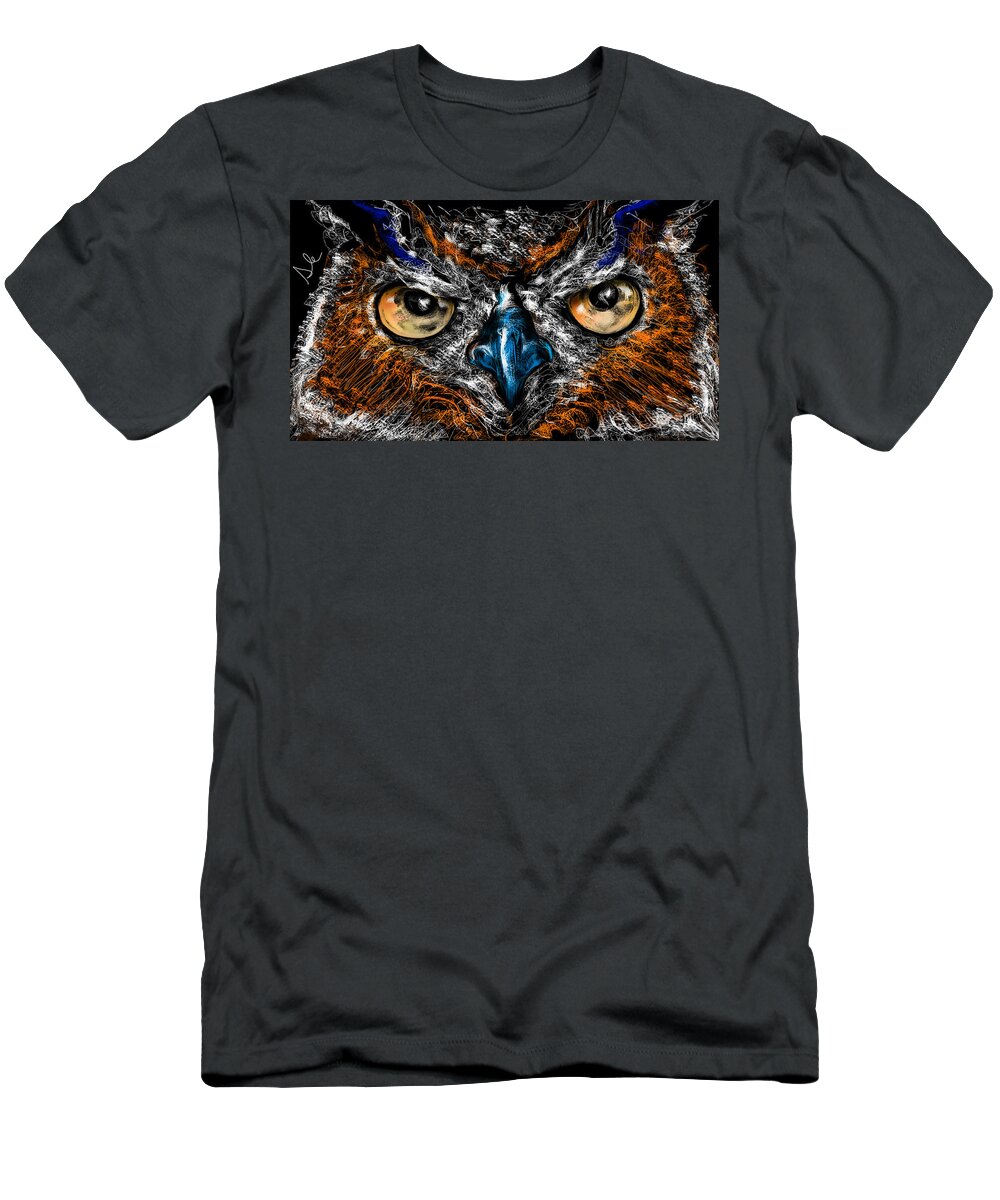 Owl T-Shirt featuring the drawing Eyes in the night... by Alessandro Della Pietra