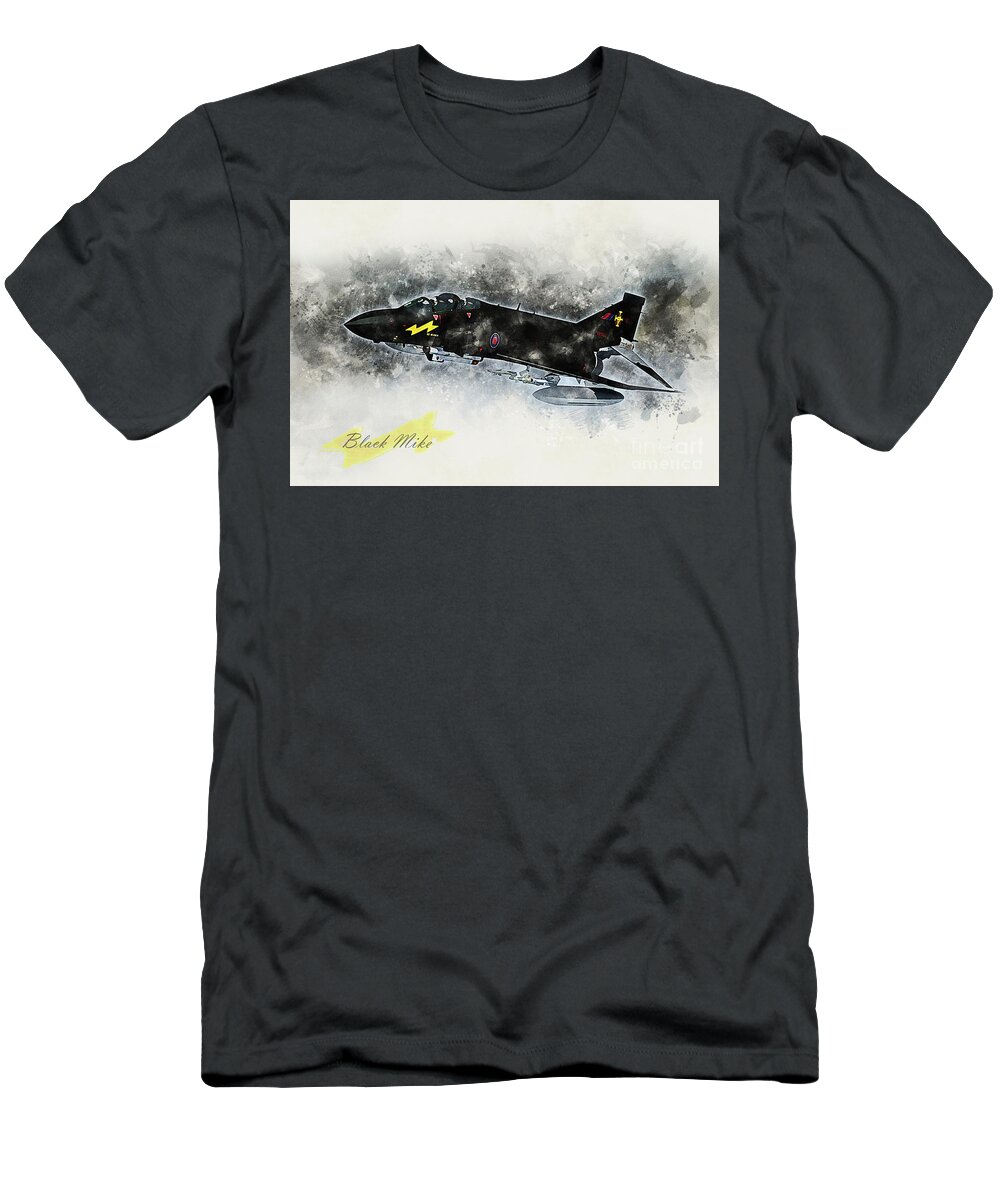 F-4 T-Shirt featuring the digital art F-4 Phantom Black Mike by Airpower Art