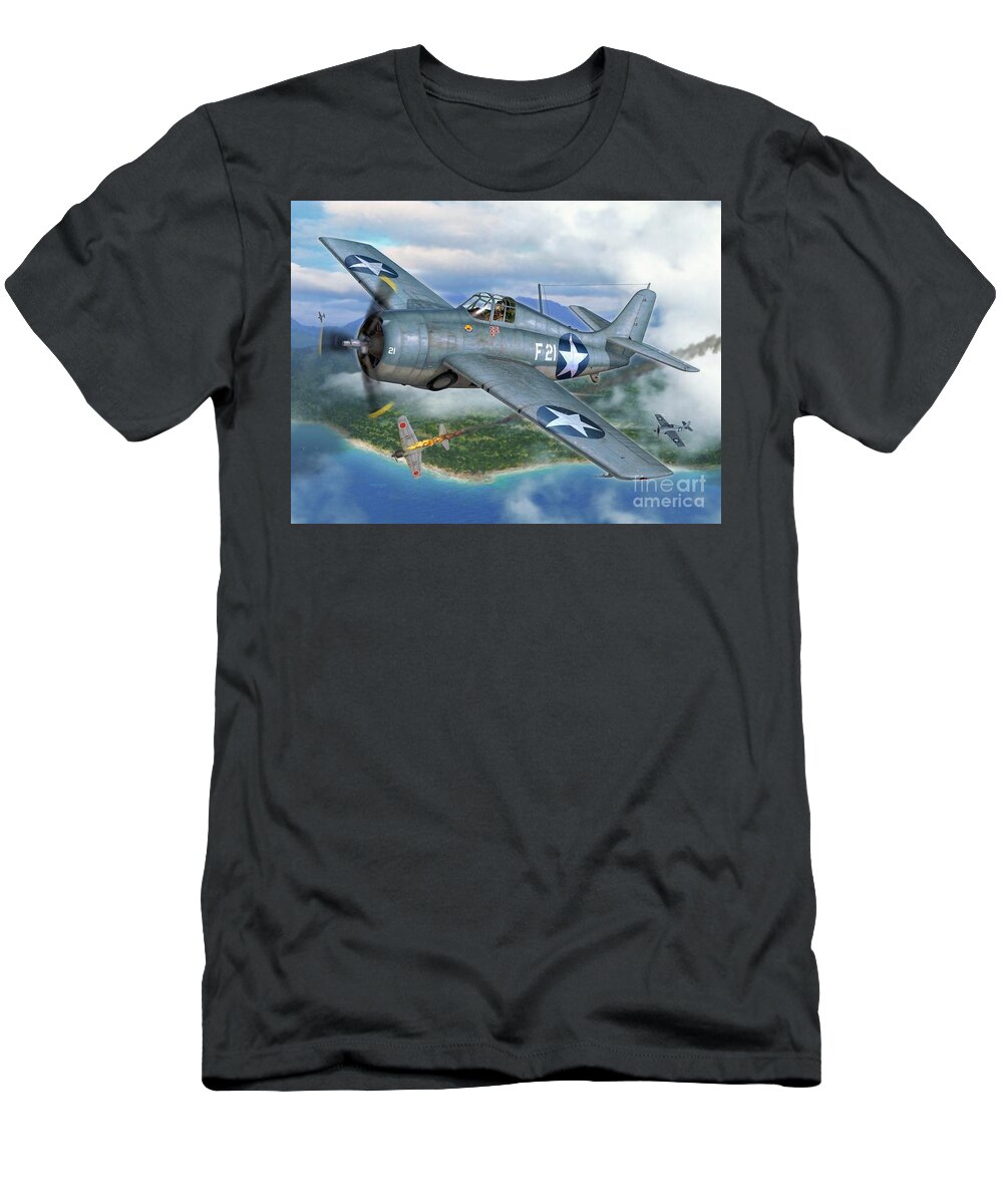 F4f T-Shirt featuring the digital art F4F Wildcat On The Prowl by Stu Shepherd