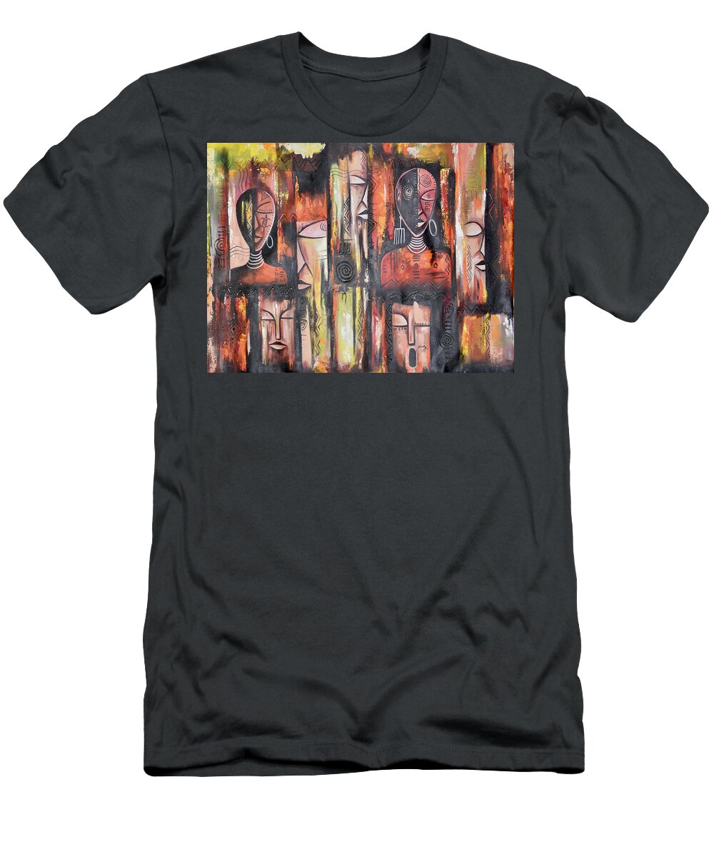 African Artists T-Shirt featuring the painting Facemask by Daniel Akortia