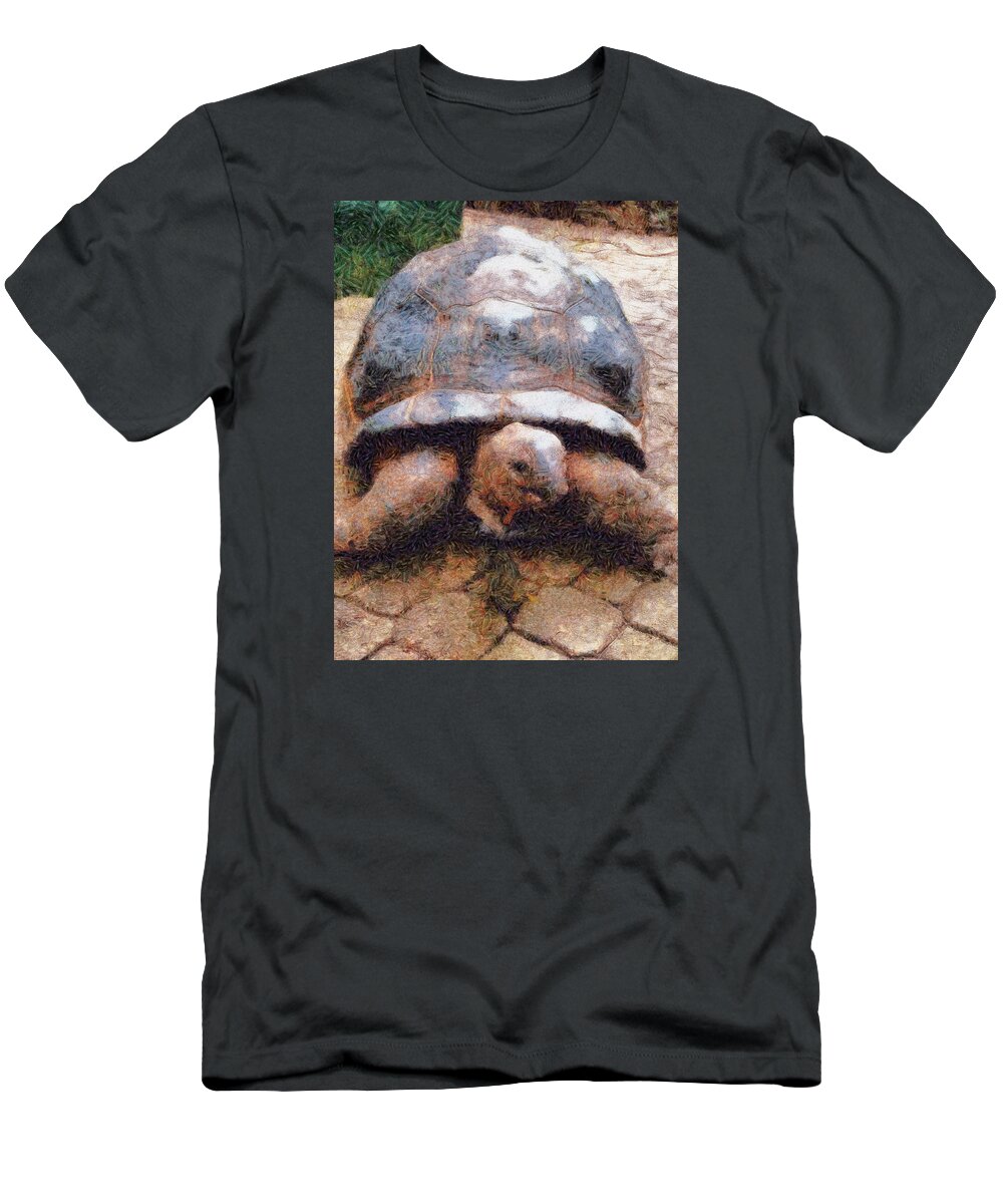 Tortoise T-Shirt featuring the photograph Facing a tortoise by Ashish Agarwal