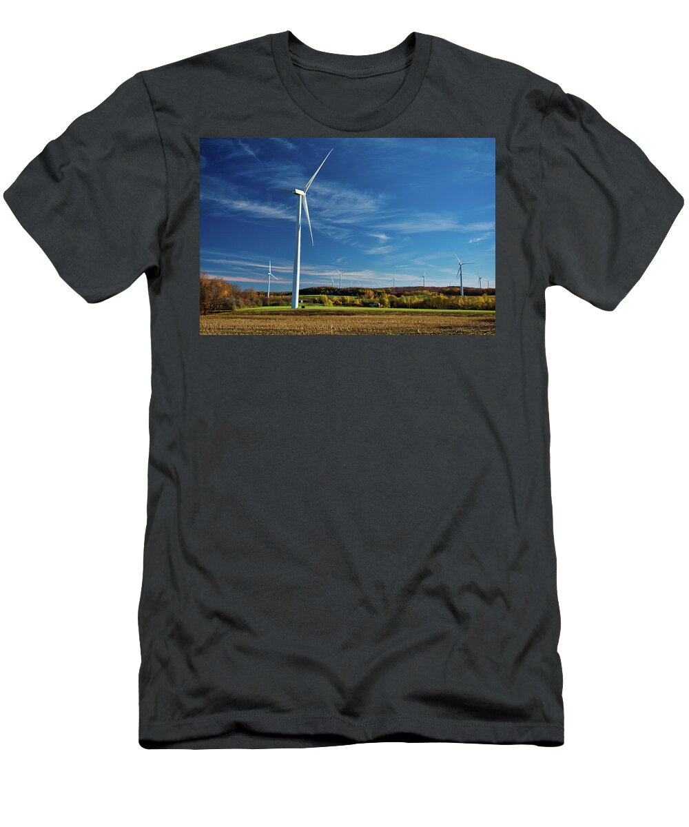 Wind Turbines T-Shirt featuring the photograph Facing the Wind by Guy Whiteley