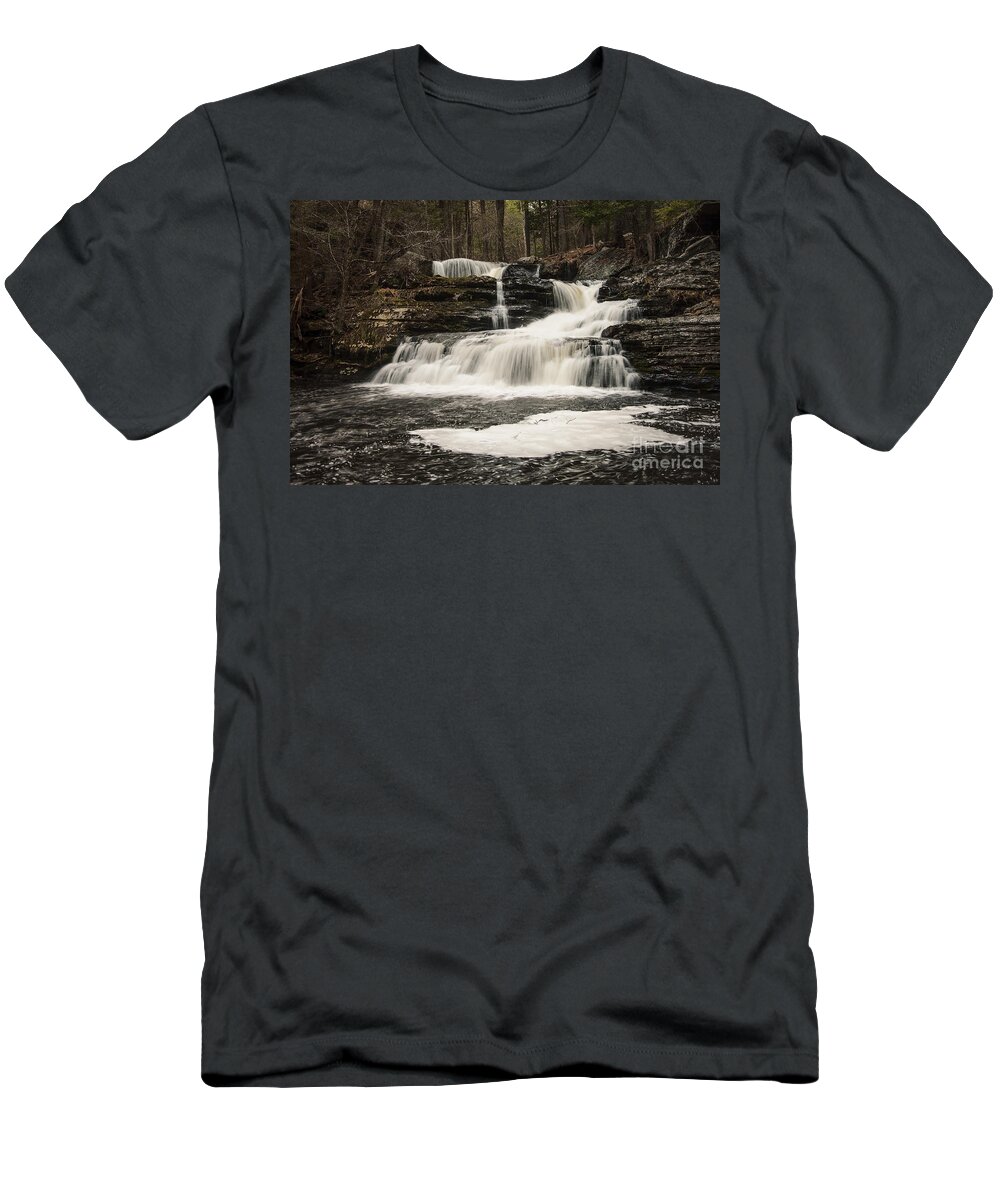Waterfall T-Shirt featuring the photograph Factory Falls by Debra Fedchin