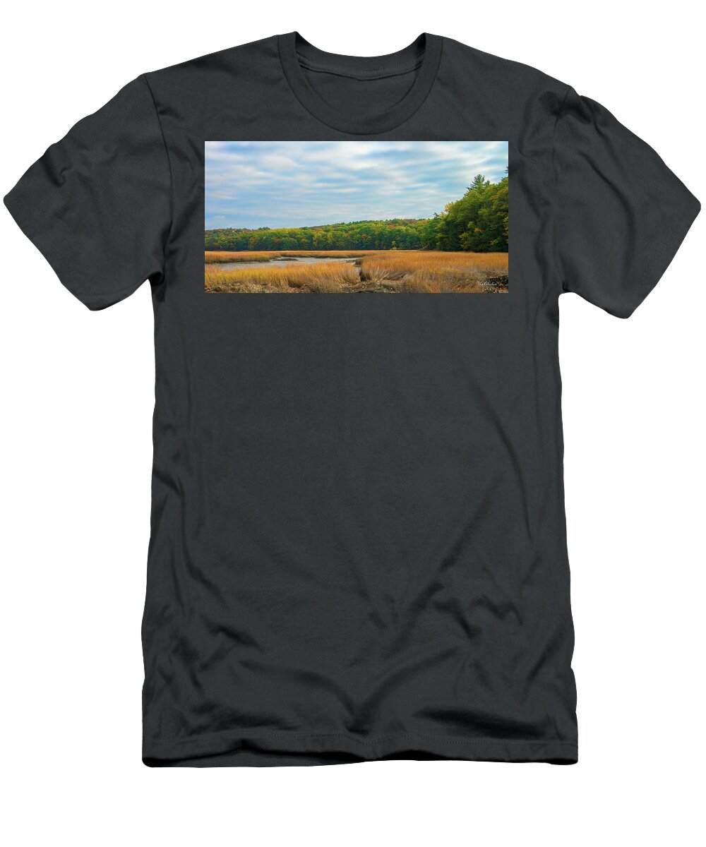 Edgecomb T-Shirt featuring the photograph Fall Colors in Edgecomb by Tim Kathka