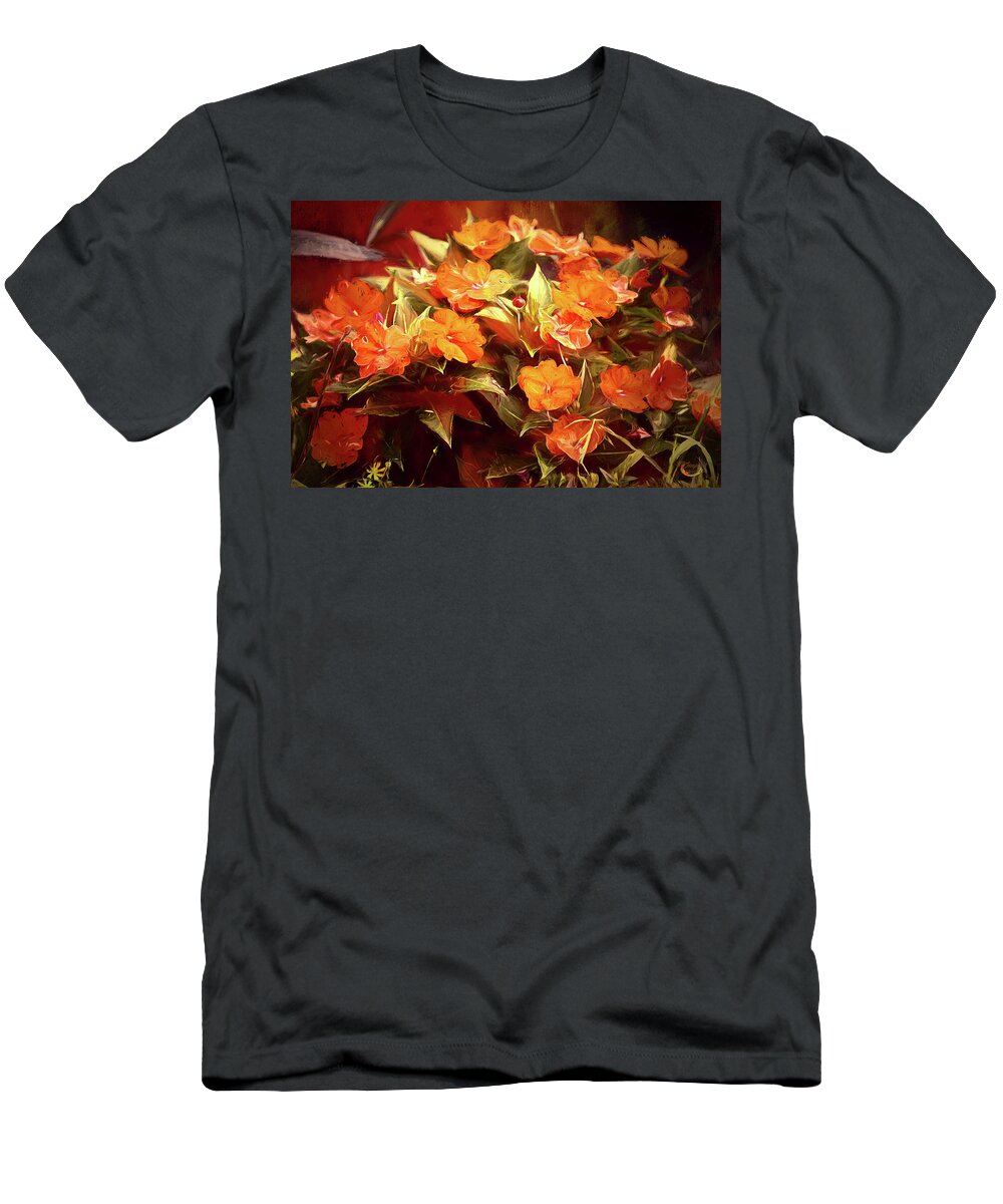 Nature T-Shirt featuring the digital art Fall Florals by Theresa Campbell