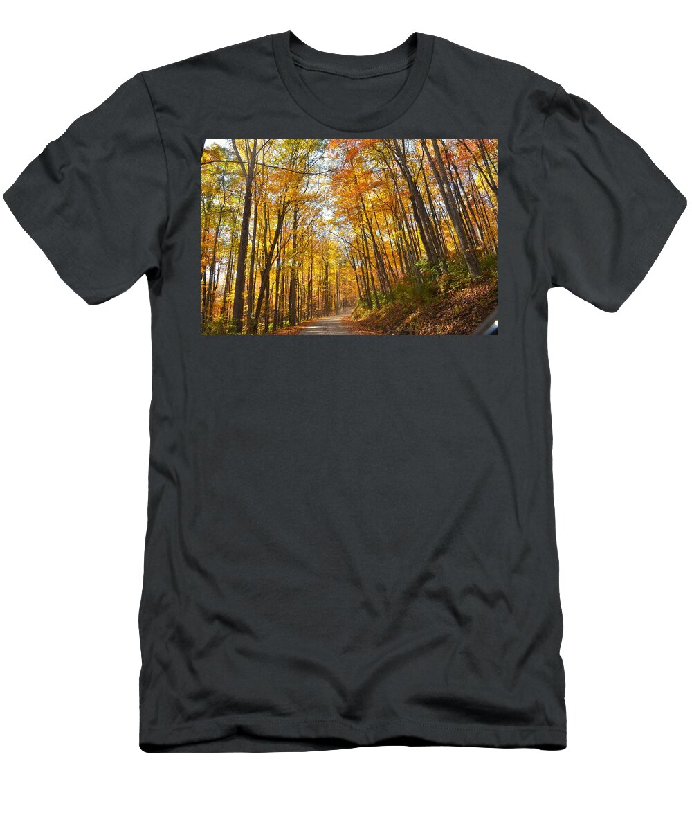  T-Shirt featuring the photograph Fall Road by Chuck Brown