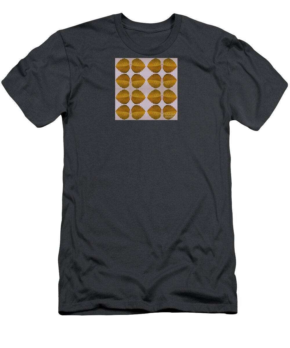 Leaves T-Shirt featuring the digital art Fallen Leaves Arrangement In Yellow by Helena Tiainen