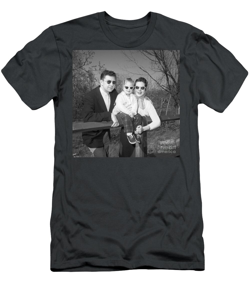 1950s T-Shirt featuring the photograph Family Portrait With Sunglasses, C.1950s by J. Rogers/ClassicStock