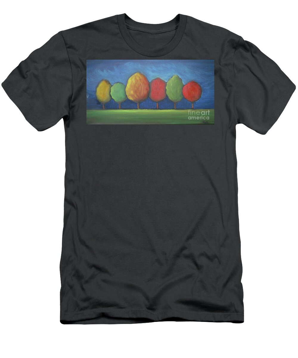Landscape T-Shirt featuring the painting Family Trees by Vesna Antic