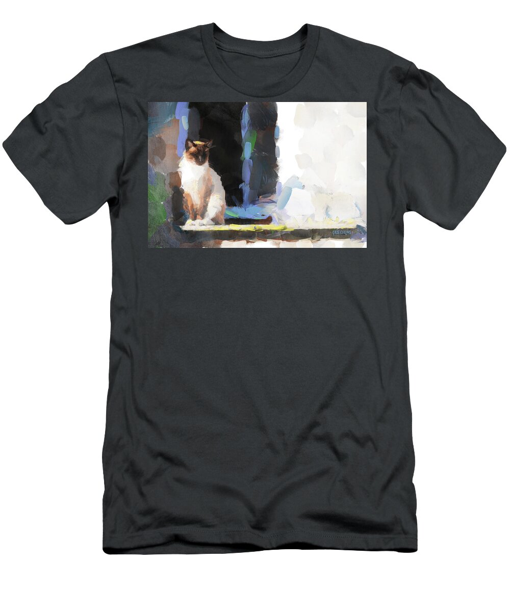 Cat T-Shirt featuring the painting Fancy Free by Greg Collins
