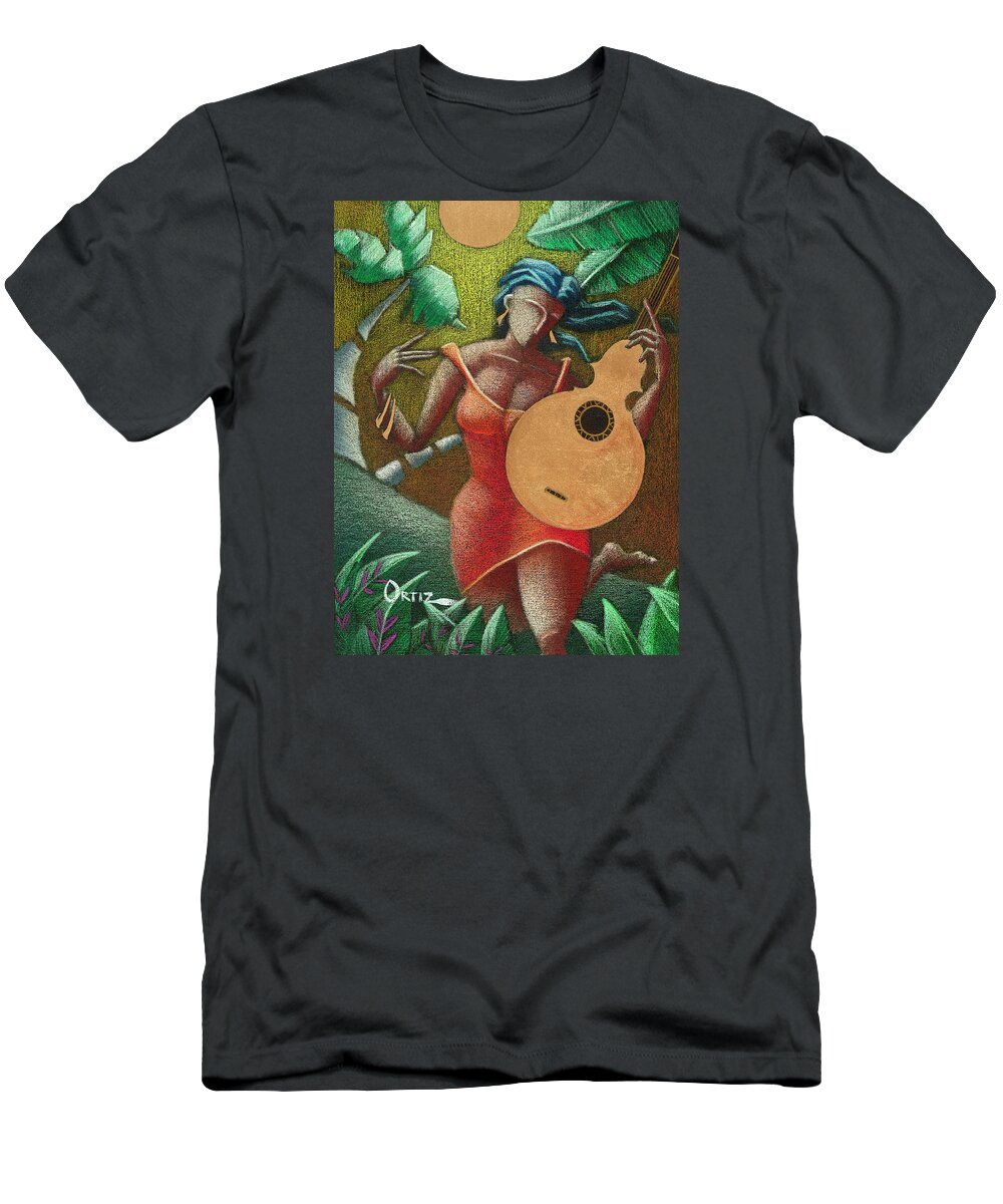Puerto Rico T-Shirt featuring the painting Fantasia Boricua by Oscar Ortiz