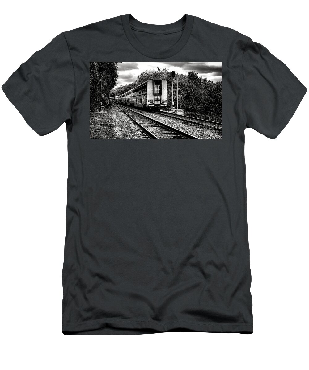 Rail T-Shirt featuring the photograph Farewell Traveler by Olivier Le Queinec