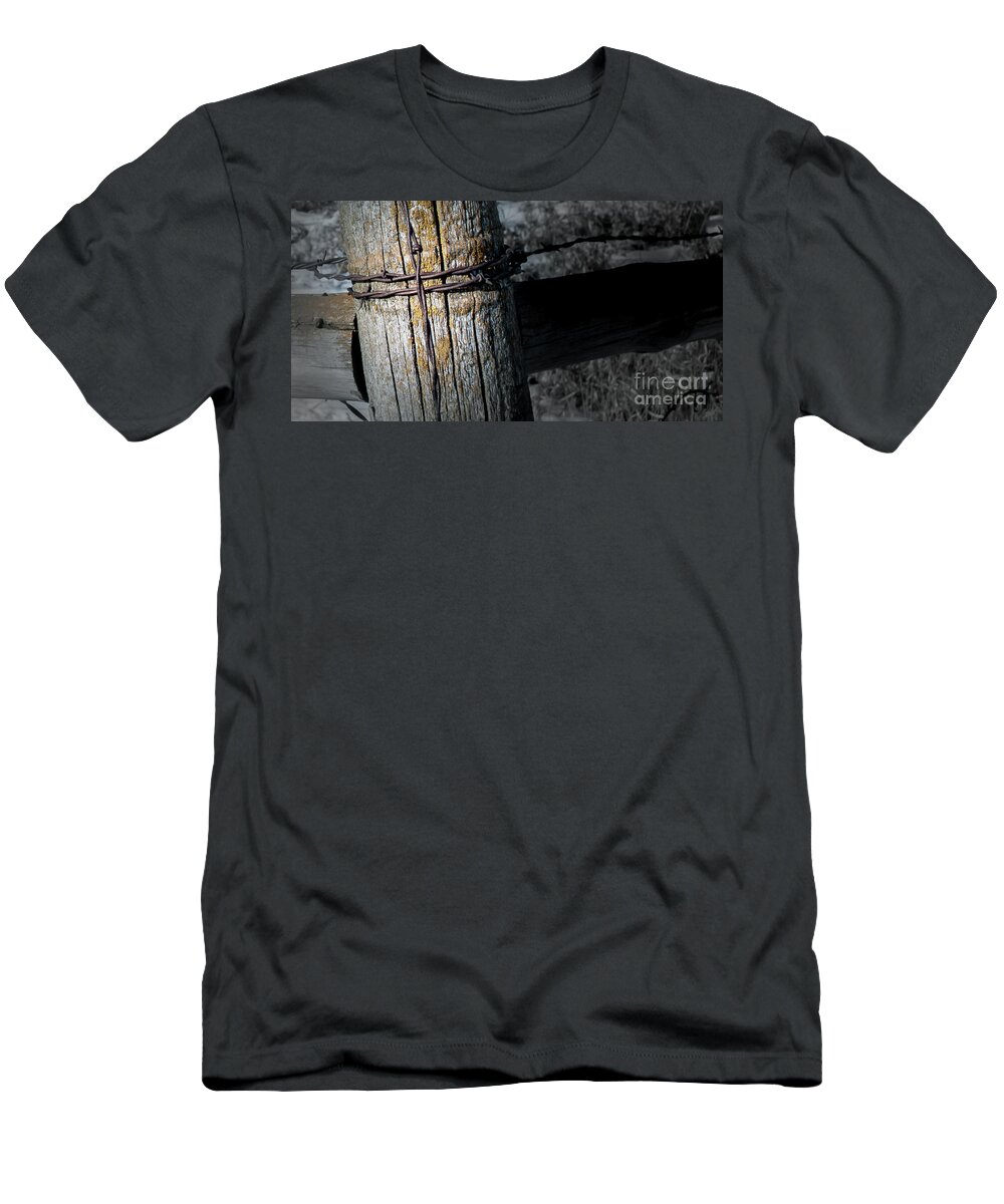 Cross T-Shirt featuring the photograph Farming Cross by Troy Stapek