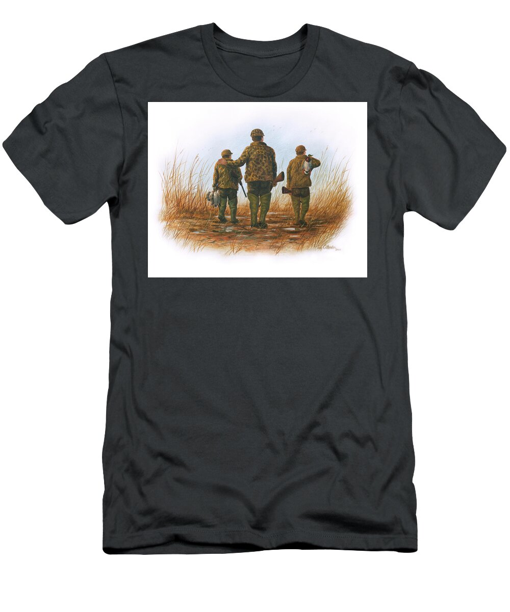  T-Shirt featuring the painting Father and Sons by Guy Crittenden