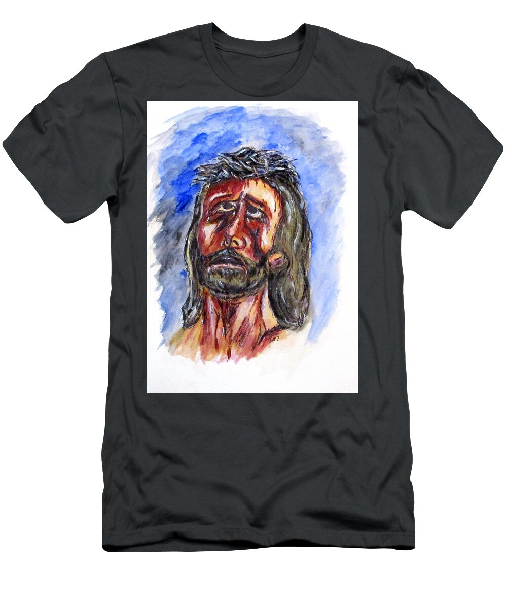 Jesus T-Shirt featuring the painting Father Forgive Them by Clyde J Kell