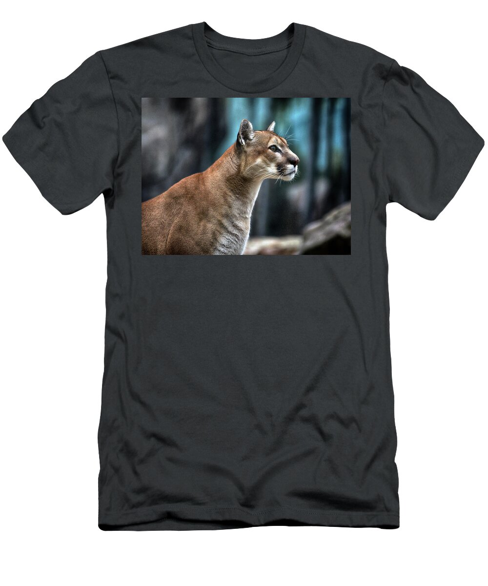 Lion T-Shirt featuring the photograph Fearless Watcher by Scott Wyatt