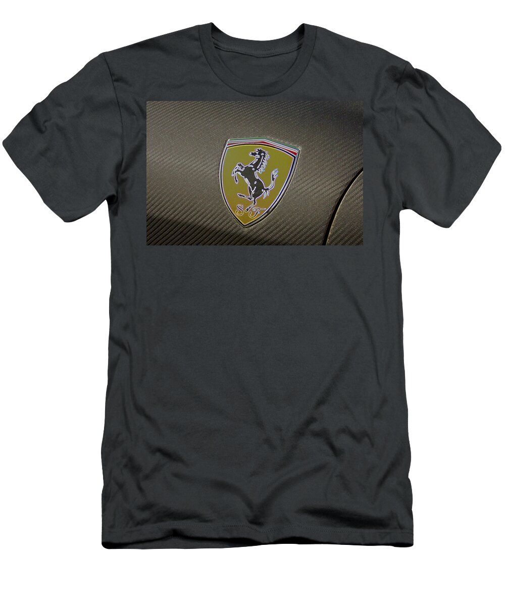 Ferrari T-Shirt featuring the drawing Ferrari crest by Darrell Foster