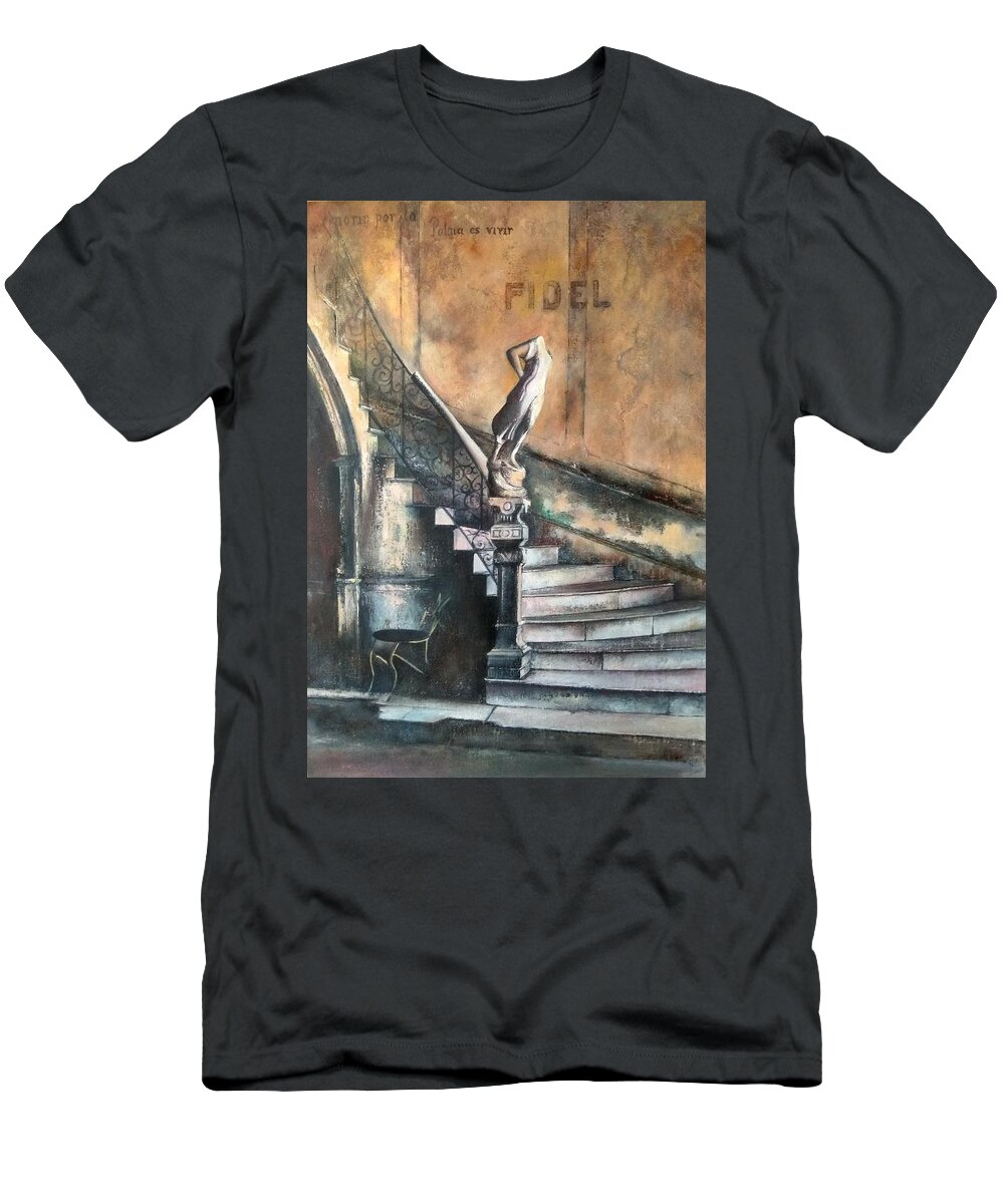 Old Havana T-Shirt featuring the painting Fidel by Tomas Castano