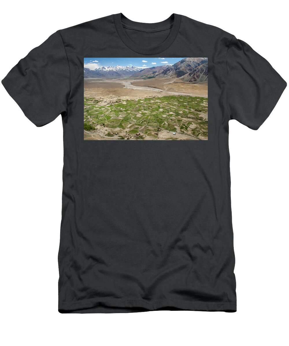 Fields T-Shirt featuring the photograph Fields of Zangla, Zanskar, 2008 by Hitendra SINKAR