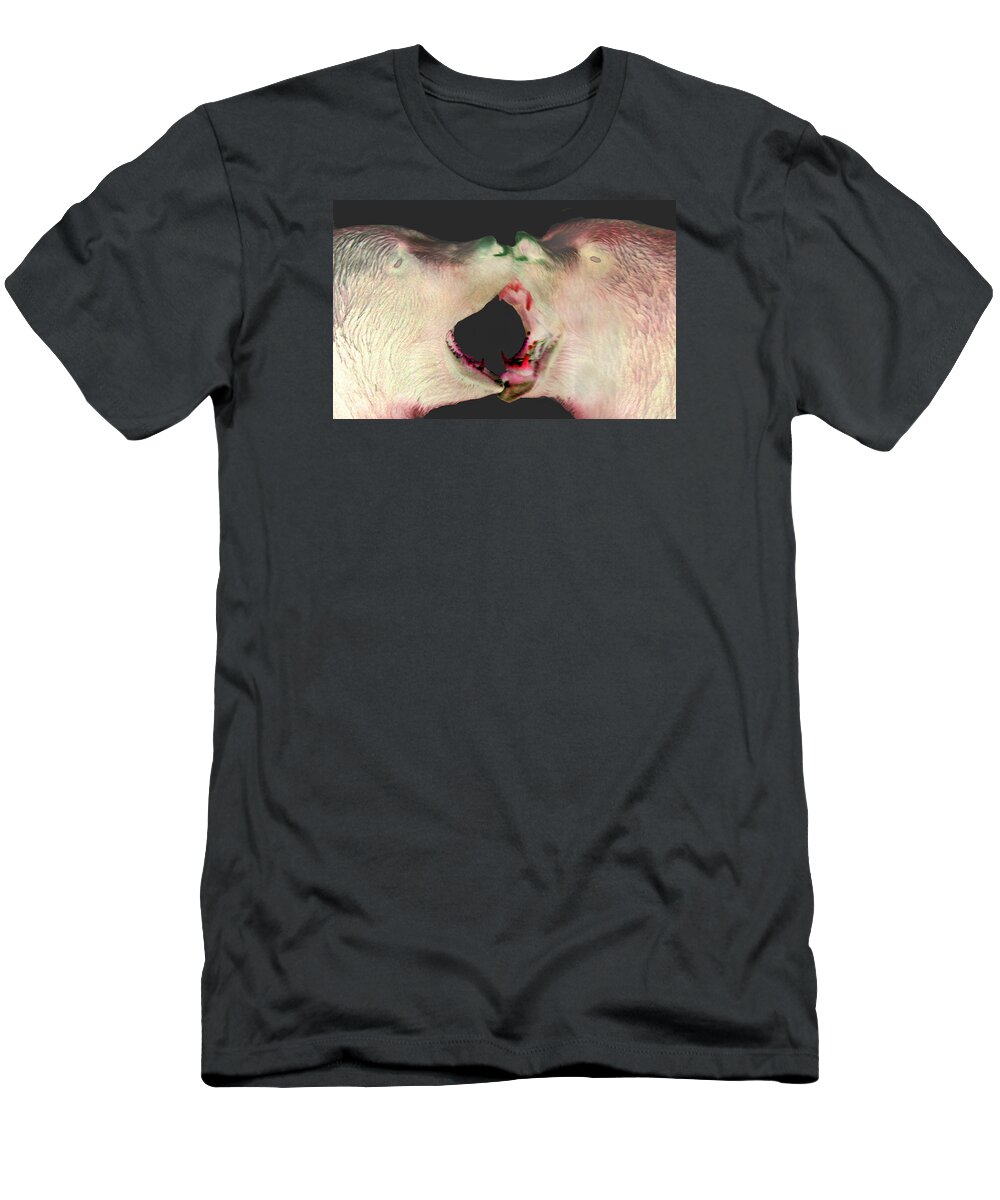 Digital Art T-Shirt featuring the photograph Fighting Bears by David Yocum