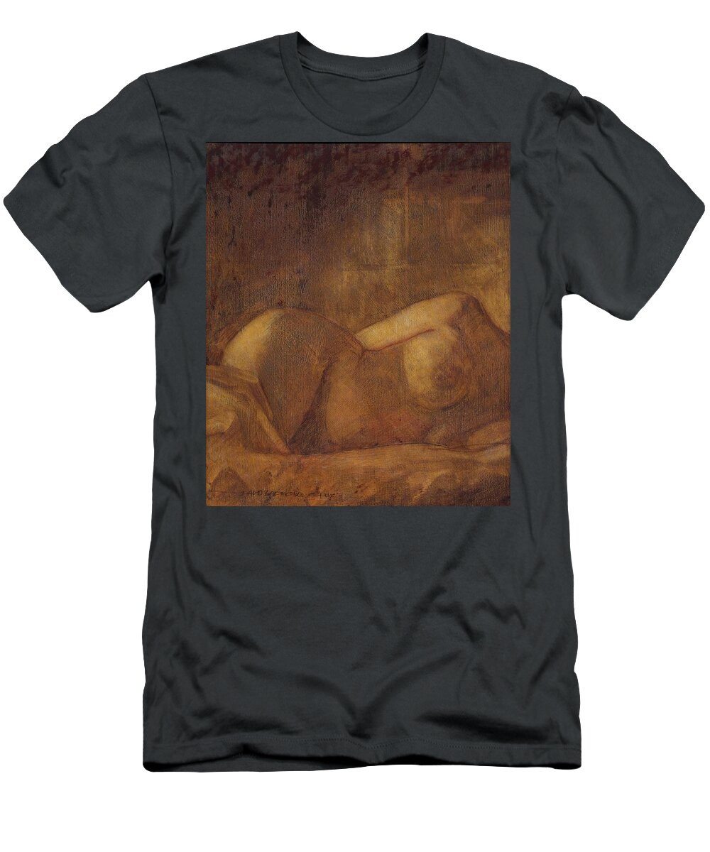 Nude T-Shirt featuring the painting Figure Study by David Ladmore