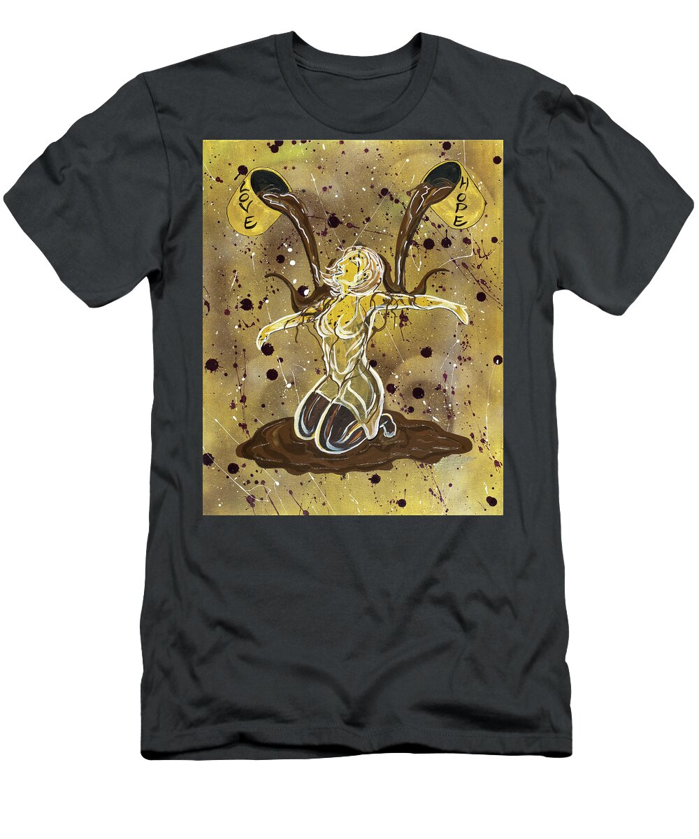 Paint T-Shirt featuring the mixed media Fill Me Up Hope and Love by Demitrius Motion Bullock