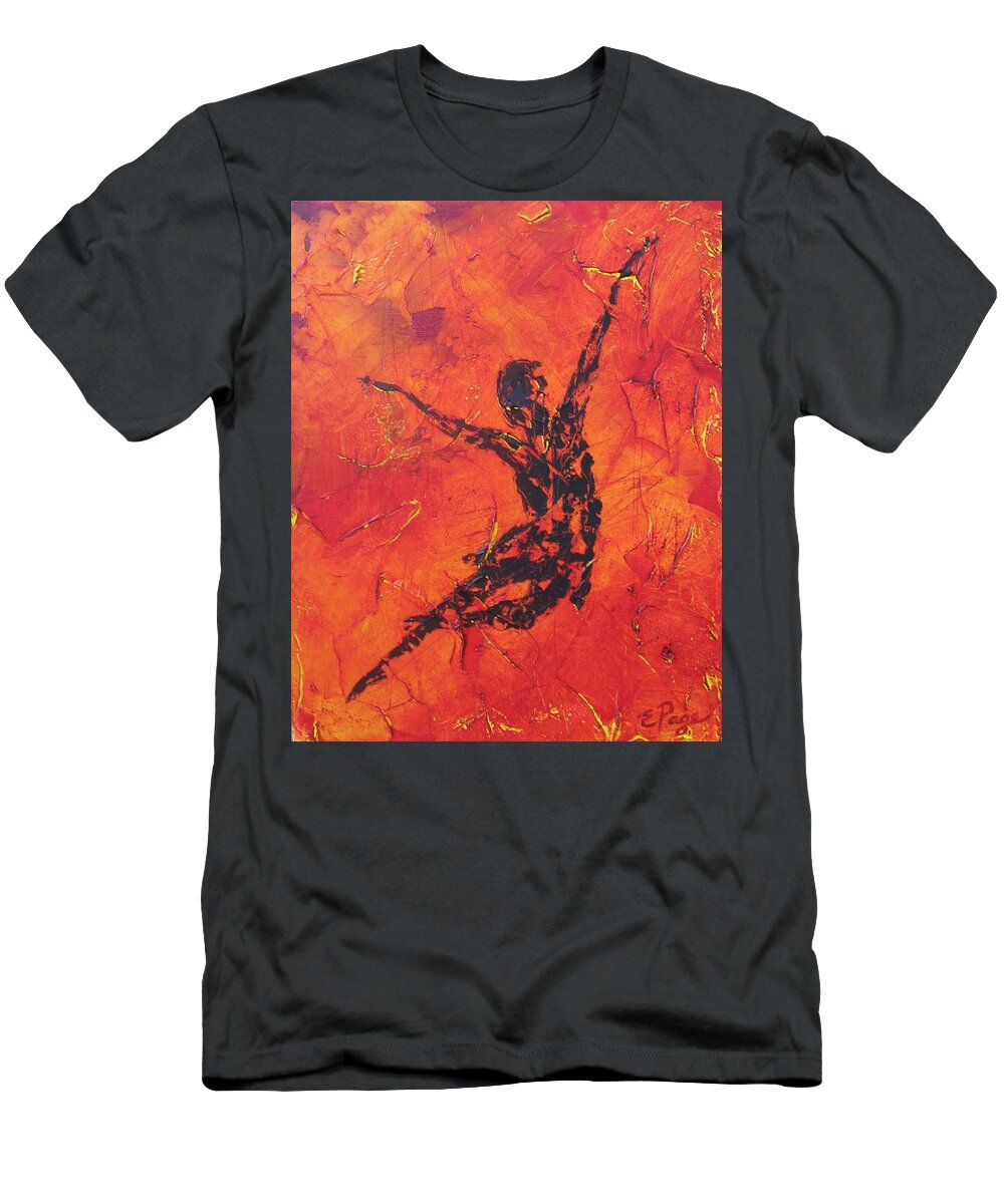 Dance T-Shirt featuring the painting Fire Dancer by Emily Page