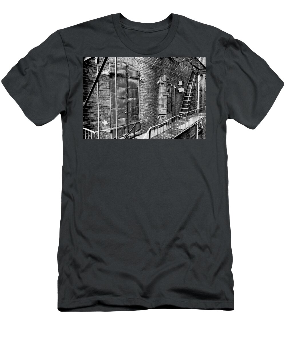 Boston T-Shirt featuring the photograph Fire Escape and Doors by SR Green