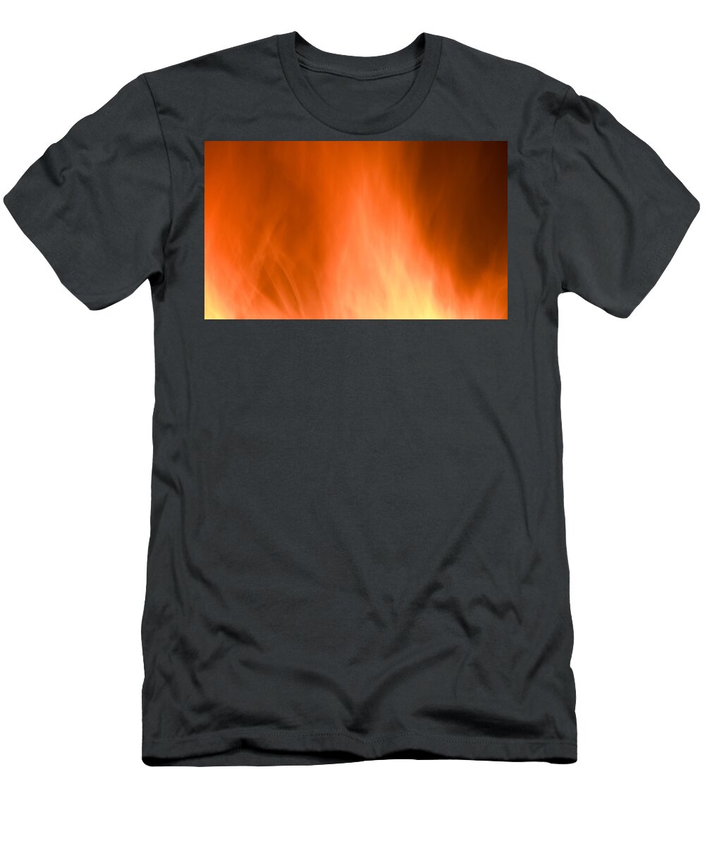 Flames Background T-Shirt featuring the photograph Fire flames abstract background by Michalakis Ppalis