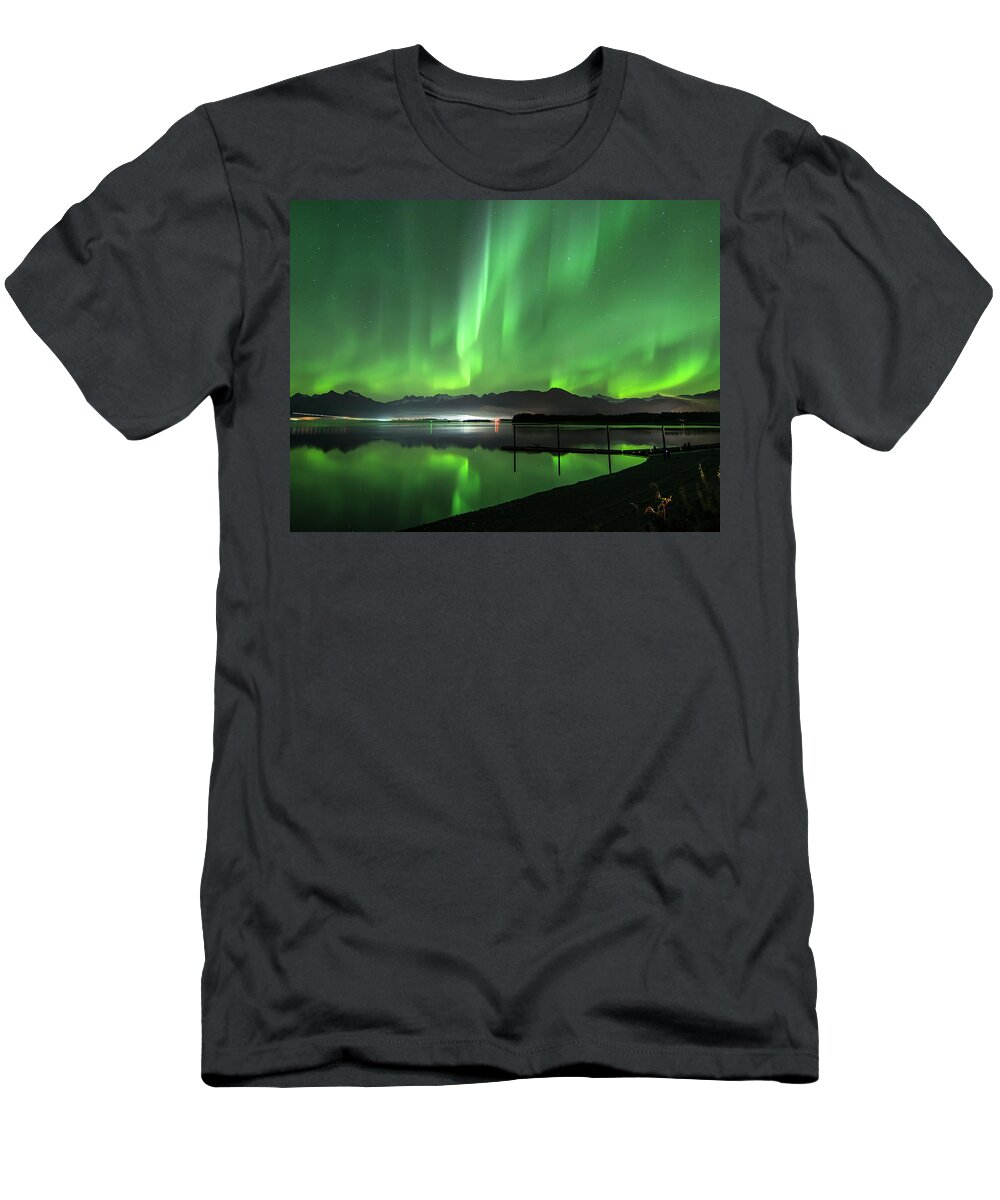 Northern Lights T-Shirt featuring the photograph Fire in the Sky by David Kirby